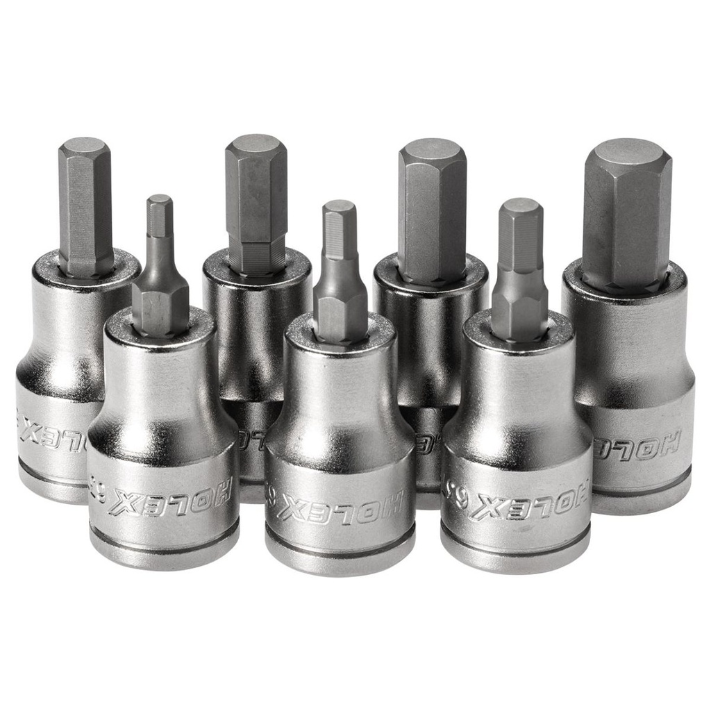Set of Hexagon Bit Sockets 3/8 inch Drive 7 Pieces (634825 3/8)