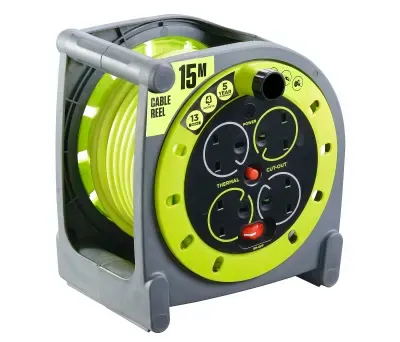 15m 4-Socket Type G Cable Reel with Thermal Cut-Out 240V